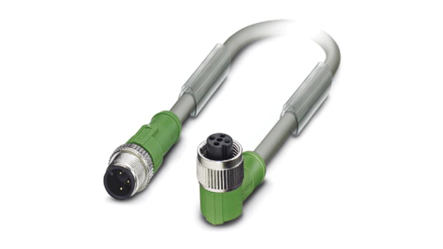 Cable de conexión Phoenix Contact, con. A M12 Macho, 3 polos, con. B M12 Hembra, 3 polos, cod.: A, long. 3m, 300 V,