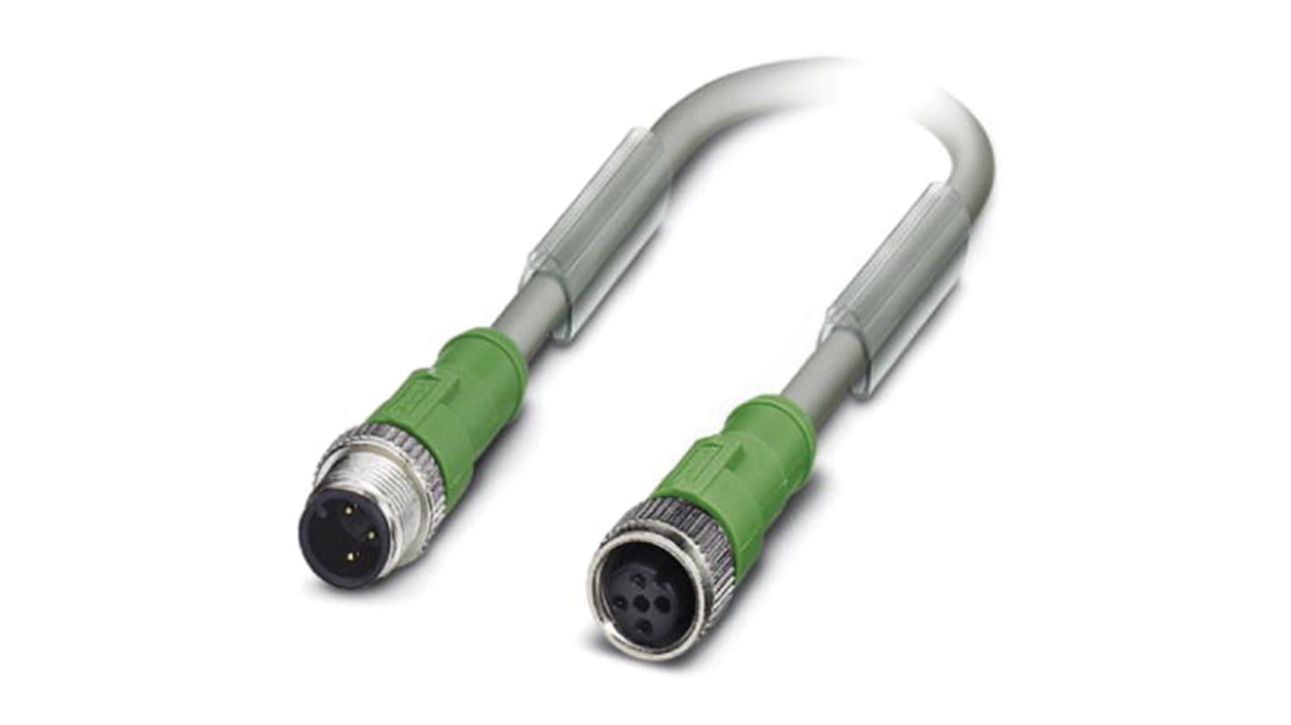 Cable de conexión Phoenix Contact, con. A M12 Macho, 3 polos, con. B M12 Hembra, 3 polos, cod.: A, long. 3m, 250 V,