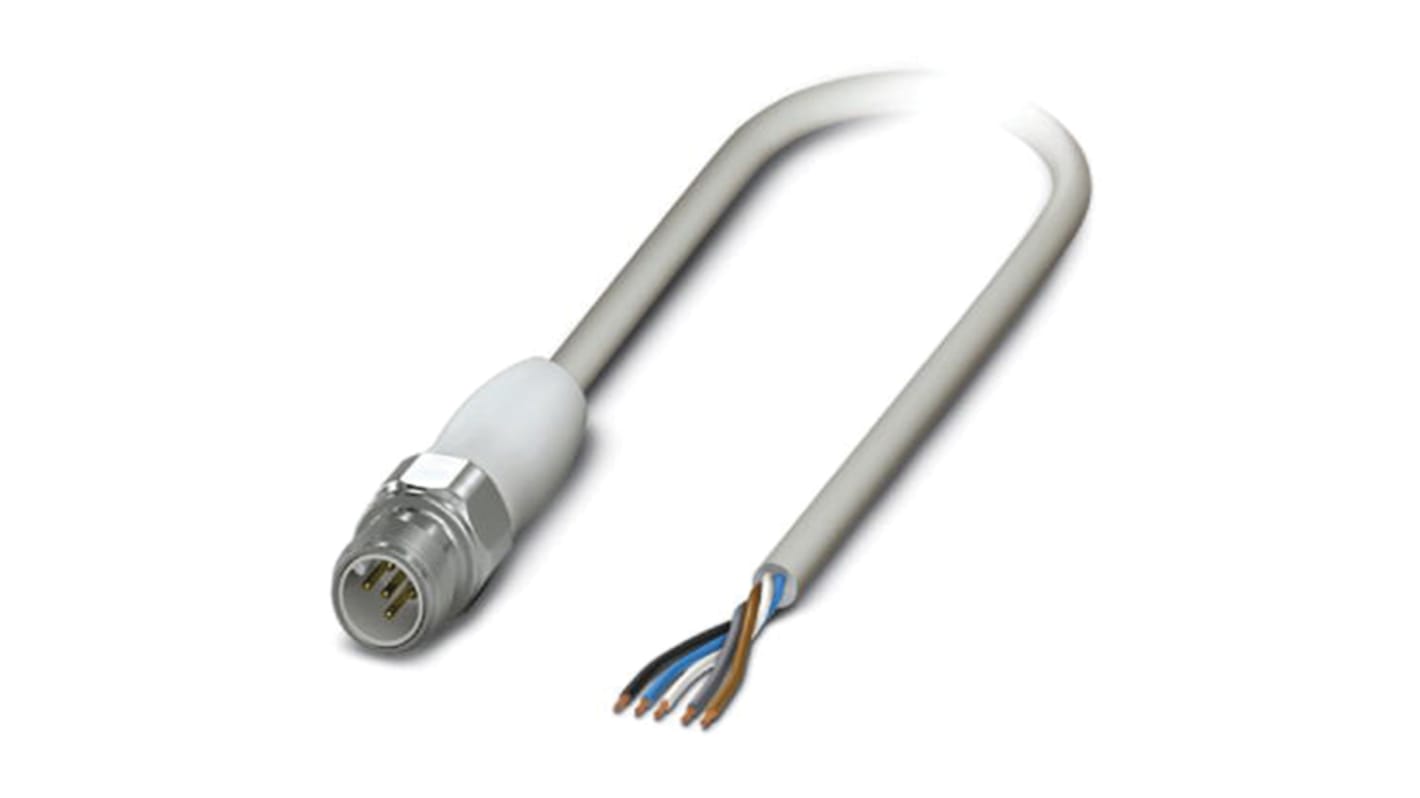 Cable de conexión Phoenix Contact, con. A M12 Macho, 5 polos, cod.: A, long. 3m, 60 V, IP65, IP67, IP68, IP69K