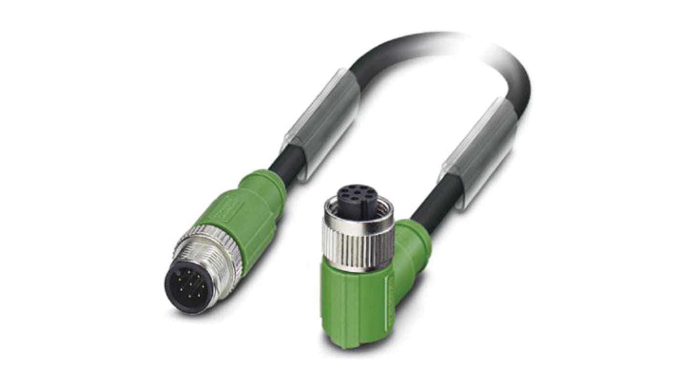 Cable de conexión Phoenix Contact, con. A M12 Macho, 8 polos, con. B M12 Hembra, 8 polos, cod.: A, long. 1.5m, 30 V,