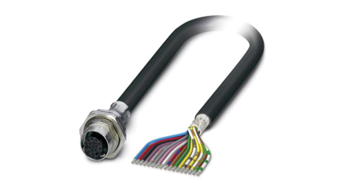 Phoenix Contact Female 17 way M12 to Sensor Actuator Cable, 1m