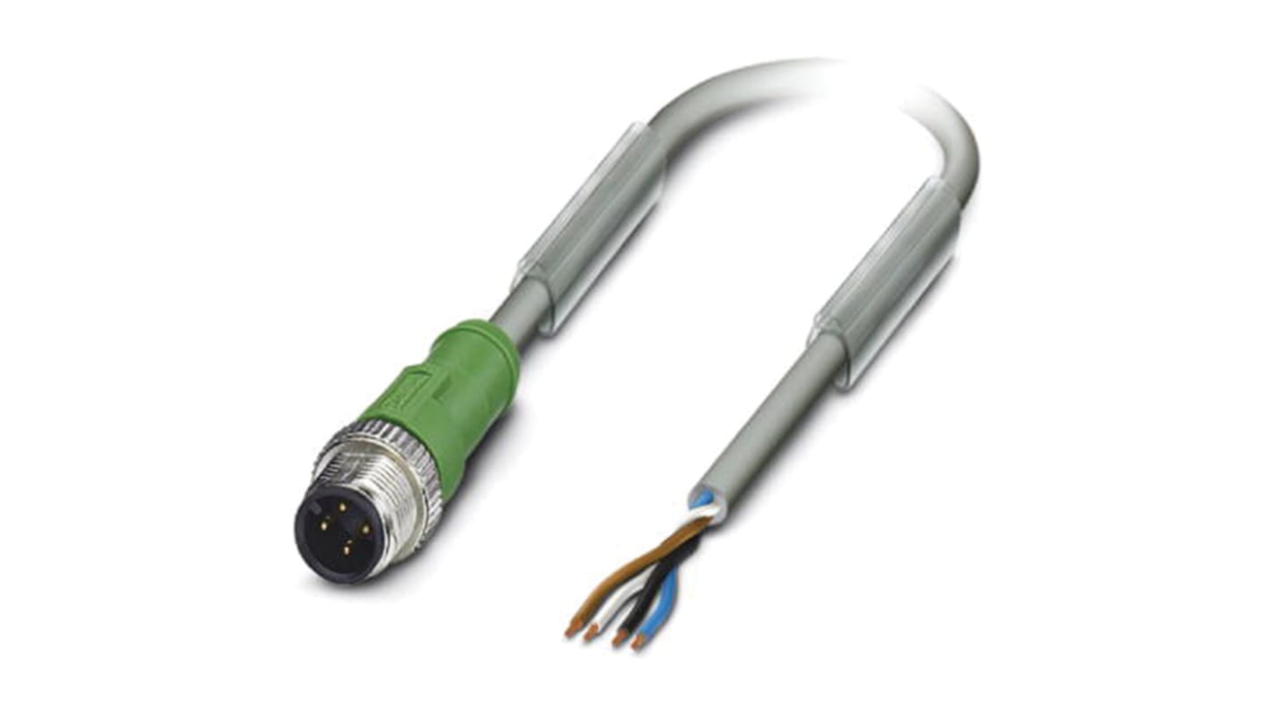 Cable de conexión Phoenix Contact, con. A M12 Macho, 4 polos, cod.: A, long. 3m, 250 V, 4 A, IP65, IP67, IP68