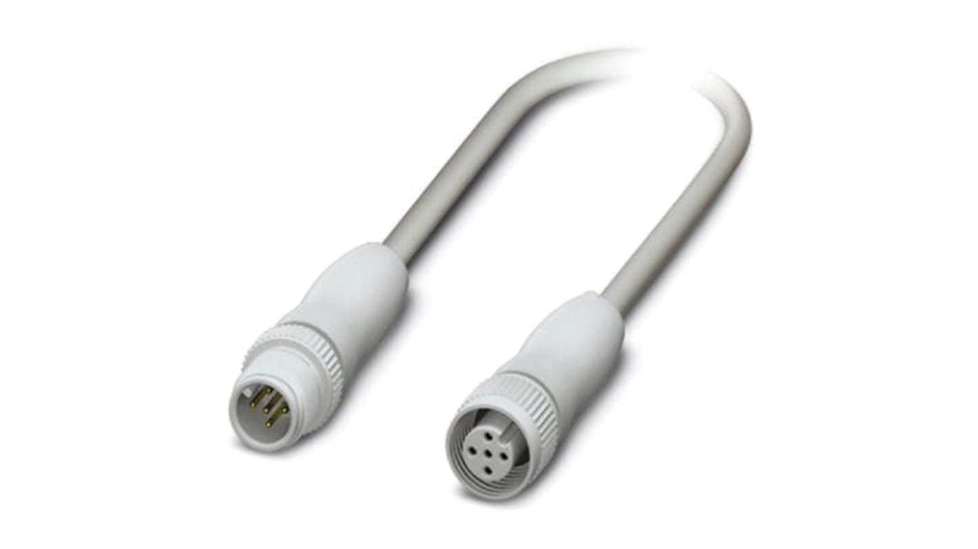 Cable de conexión Phoenix Contact, con. A M12 Macho, 5 polos, con. B M12 Hembra, 5 polos, cod.: A, long. 3m, 60 V, 4