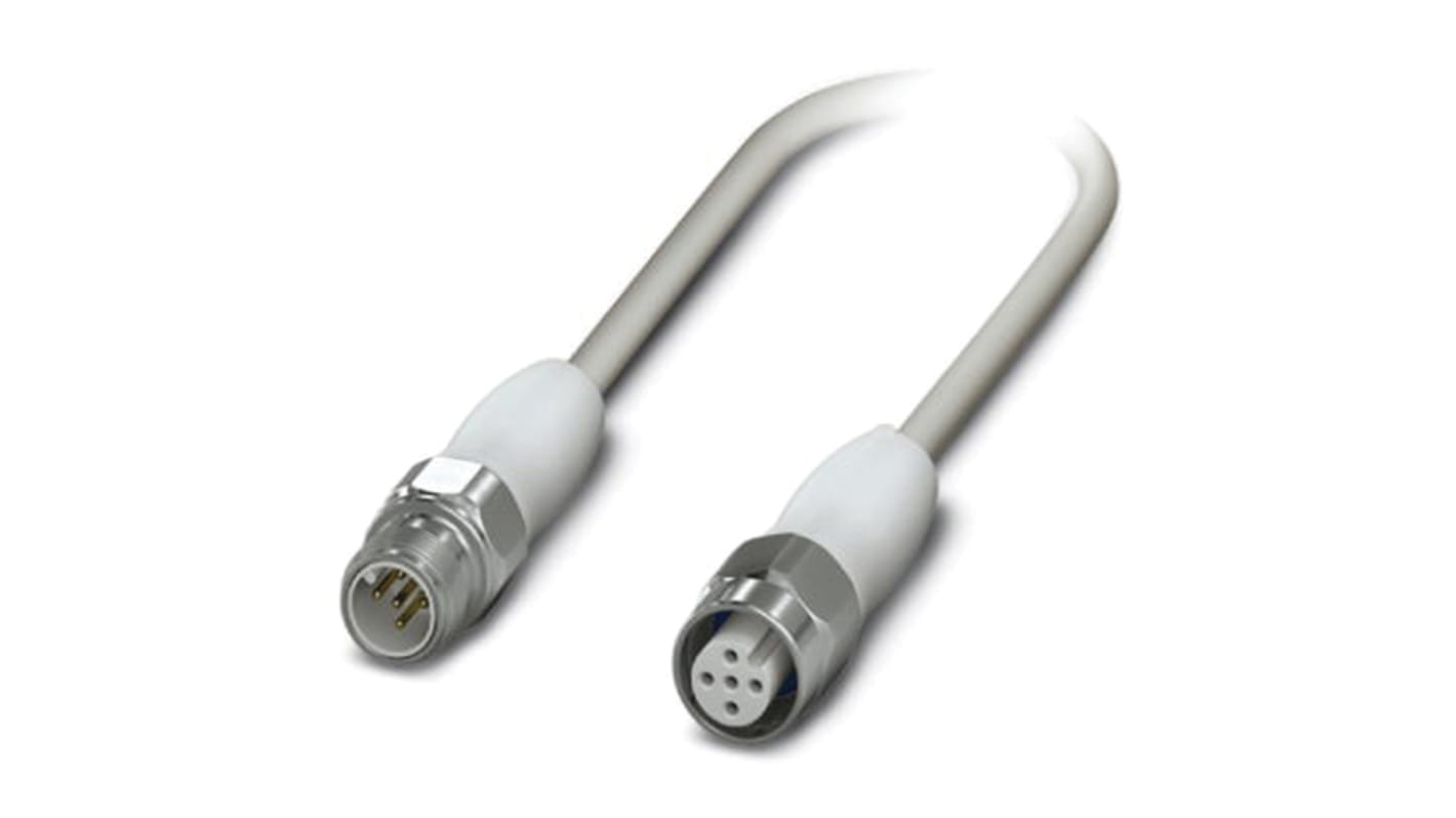 Cable de conexión Phoenix Contact, con. A M12 Macho, 5 polos, con. B M12 Hembra, 5 polos, cod.: A, long. 3m, 60 V, 4