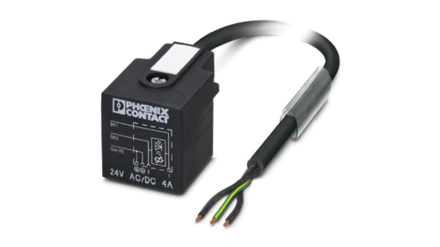 Phoenix Contact Straight Male 3 way DIN 43650 Form A to Unterminated Sensor Actuator Cable, 3m