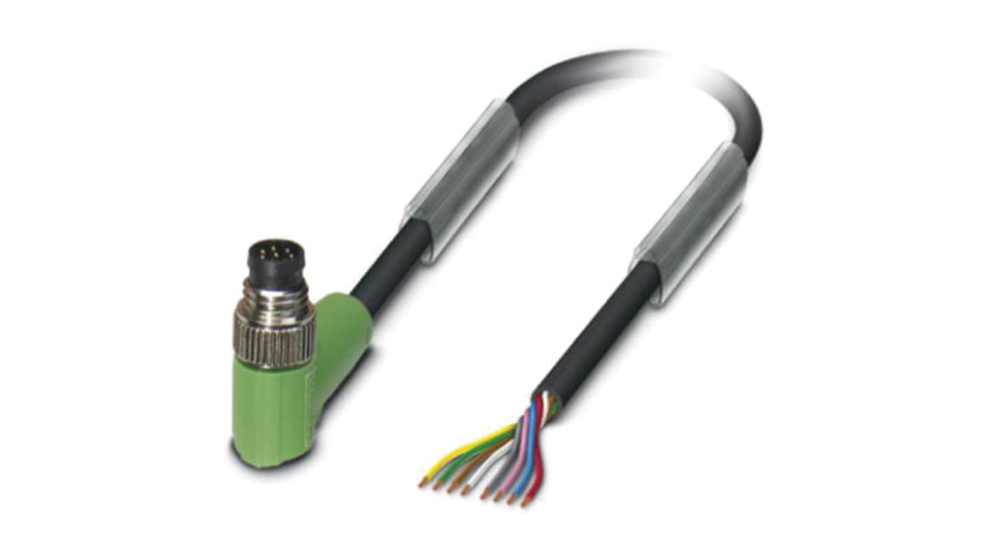 Cable de conexión Phoenix Contact, con. A M8 Macho, 8 polos, long. 3m, 30 V, 1,5 A, IP65, IP67, IP68