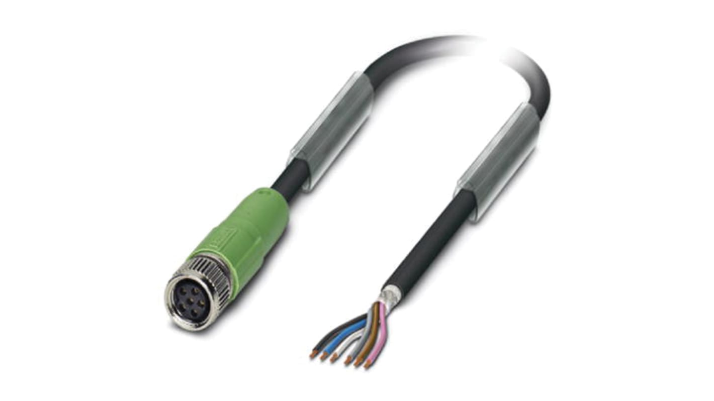 Cable de conexión Phoenix Contact, con. A M8 Hembra, 6 polos, long. 3m, 125 V, 4 A, IP65, IP67