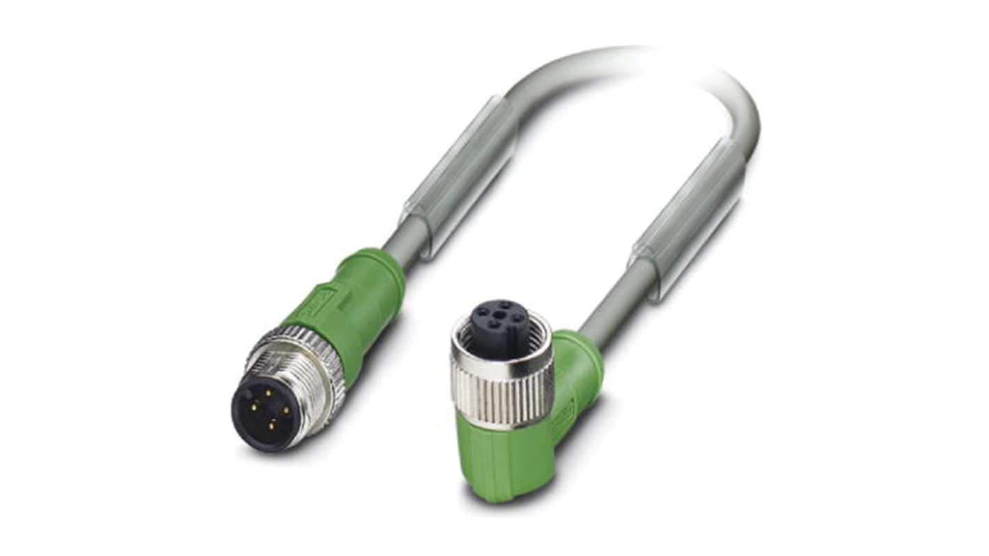 Cable de conexión Phoenix Contact, con. A M12 Macho, 4 polos, con. B M12 Hembra, 4 polos, cod.: A, long. 3m, 250 V, 4