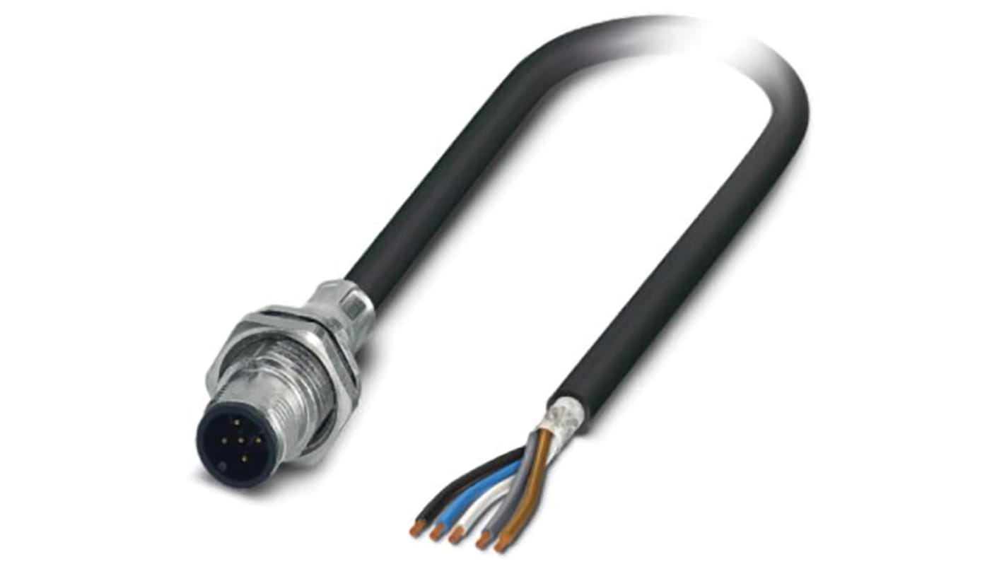 Phoenix Contact Straight Male 5 way M12 to Unterminated Sensor Actuator Cable, 2m