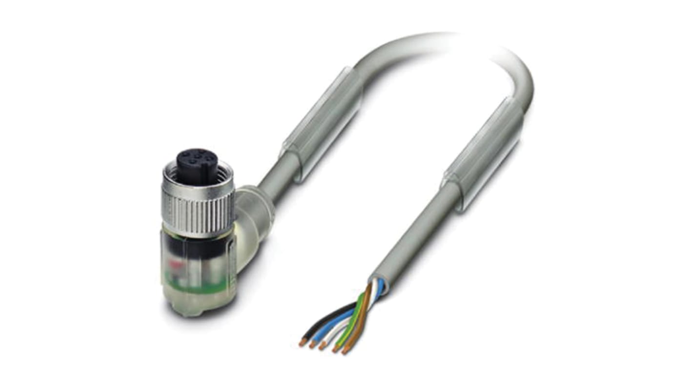 Cable de conexión Phoenix Contact, con. A M12 Hembra, 5 polos, cod.: A, long. 3m, 24 V, 4 A, IP65, IP67, IP68