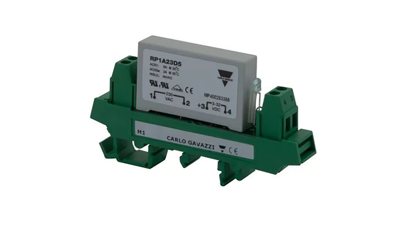 Carlo Gavazzi RP1 Series Solid State Relay, 5 A Load, DIN Rail Mount, 265 V ac Load, 34 V dc Control