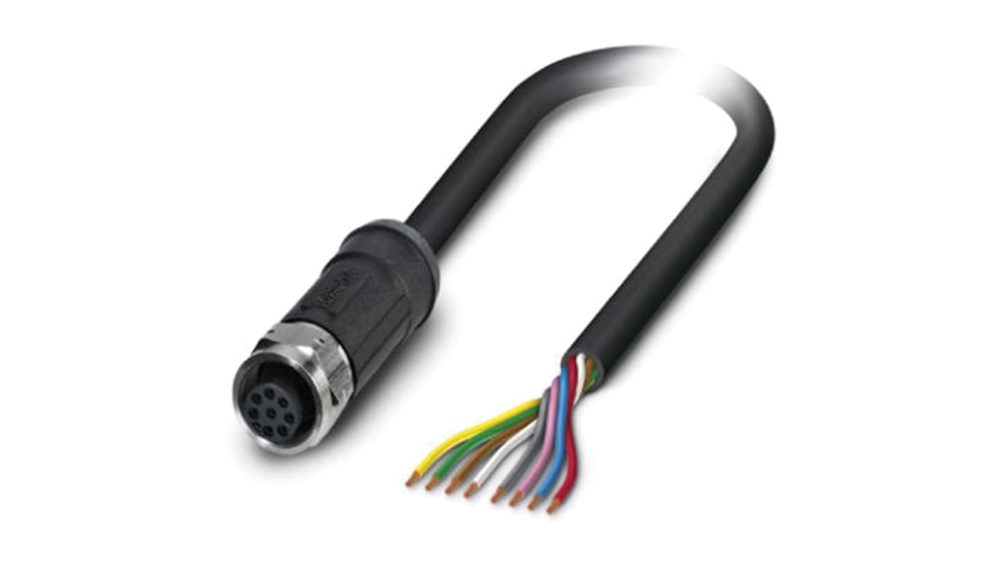 Cable de conexión Phoenix Contact, con. A M12 Hembra, 8 polos, cod.: A, long. 5m, 30 V, 2 A, IP65, IP67, IP68, IP69K