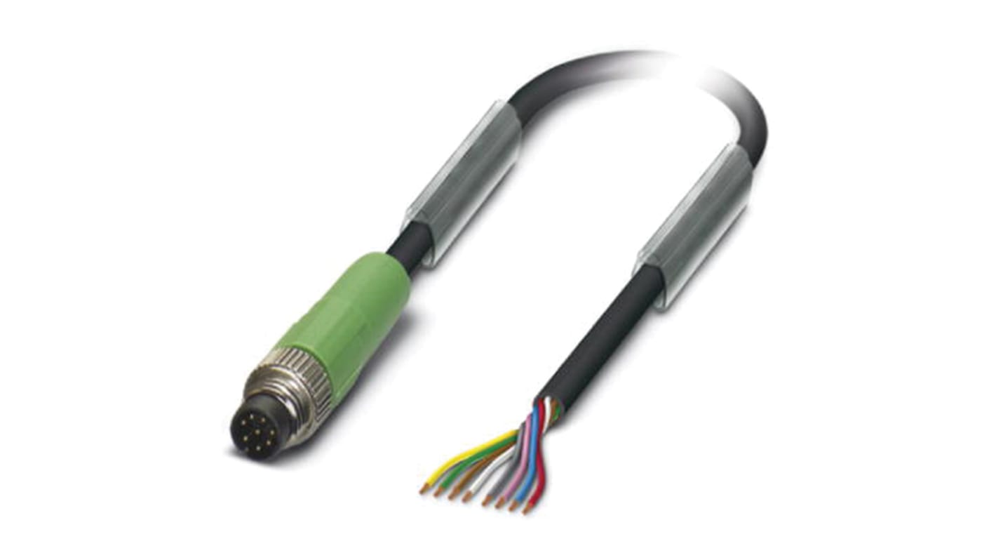 Cable de conexión Phoenix Contact, con. A M8 Macho, 8 polos, long. 10m, 30 V, 1,5 A, IP65, IP67, IP68