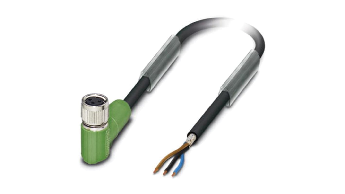 Cable de conexión Phoenix Contact, con. A M8 Hembra, 3 polos, con. B Sin terminación, cod.: A, long. 10m, 60 V, 4 A,