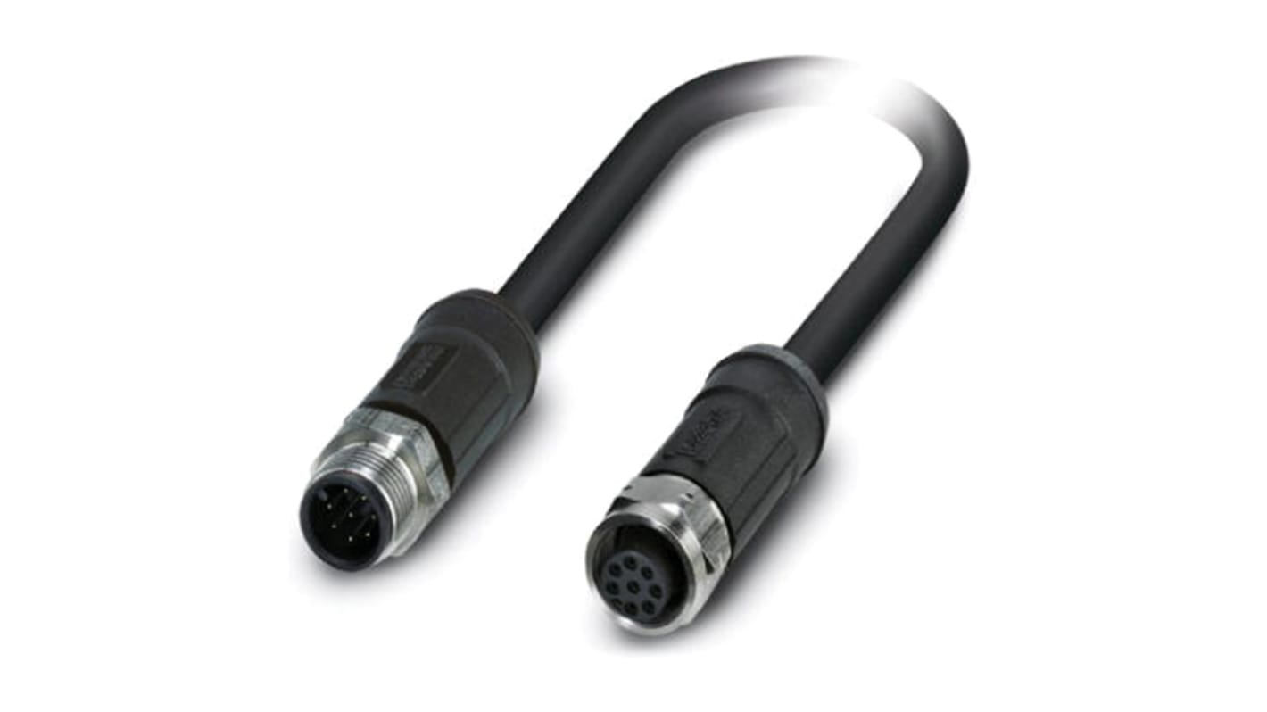 Cable de conexión Phoenix Contact, con. A M12 Macho, 8 polos, con. B M12 Hembra, 8 polos, cod.: A, long. 5m, 30 V,