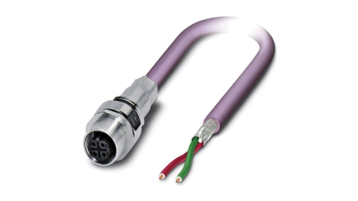 Phoenix Contact Female 2 way M12 to Bus Cable, 5m