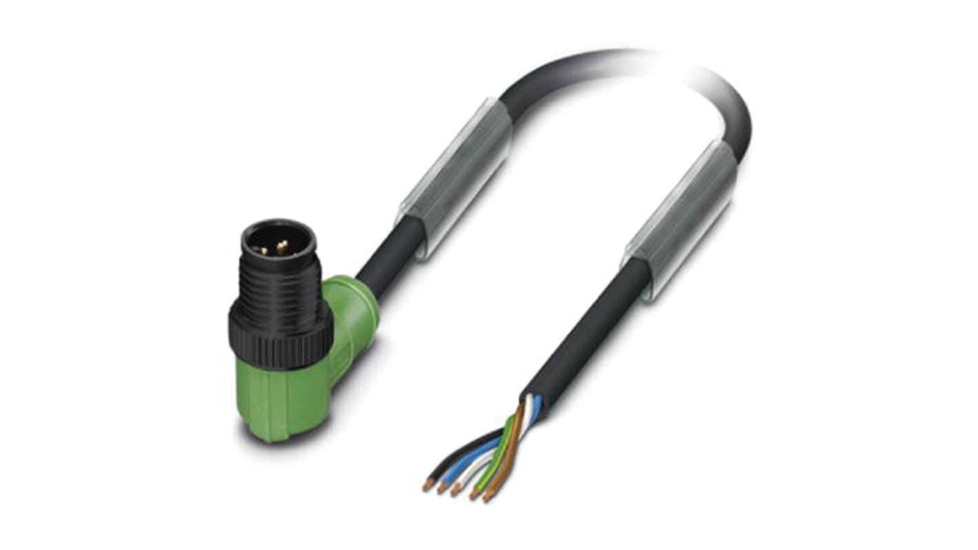 Cable de conexión Phoenix Contact, con. A M12 Macho, 5 polos, cod.: A, long. 10m, 60 V, 4 A, IP65, IP67, IP68