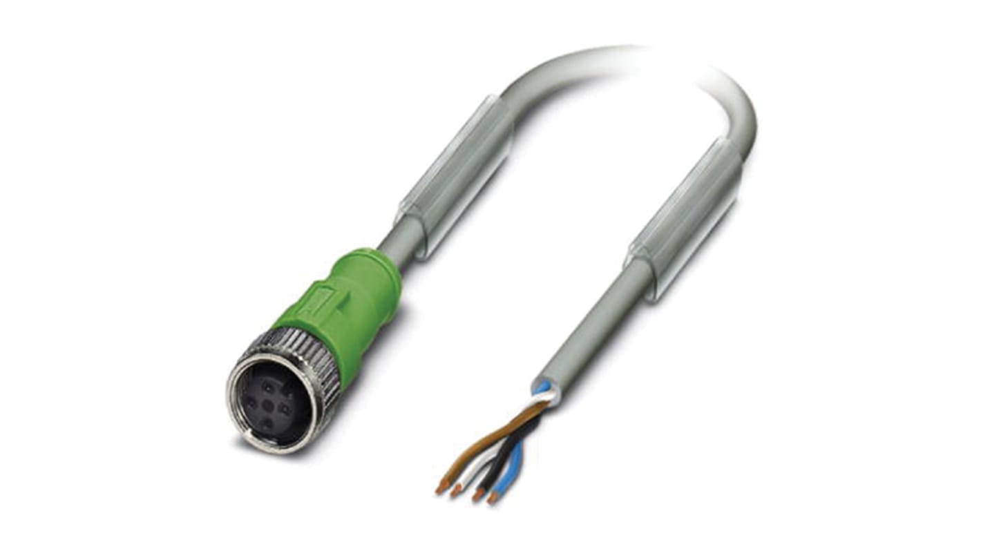 Phoenix Contact Female 4 way M12 to Sensor Actuator Cable, 10m