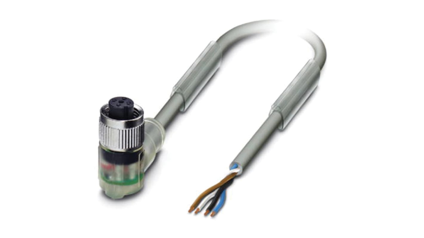 Cable de conexión Phoenix Contact, con. A M12 Hembra, 4 polos, cod.: A, long. 10m, 24 V, 4 A, IP65, IP67, IP68