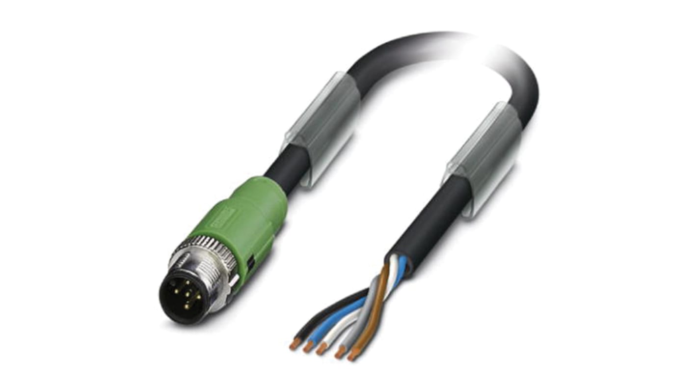 Cable de conexión Phoenix Contact, con. A M12 Macho, 5 polos, cod.: A, long. 5m, 60 V, 4 A, IP65, IP67, IP68