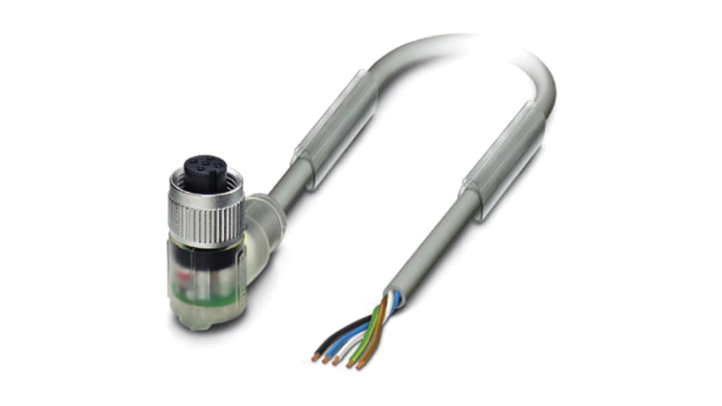 Phoenix Contact Right Angle Female 5 way M12 to Sensor Actuator Cable, 10m