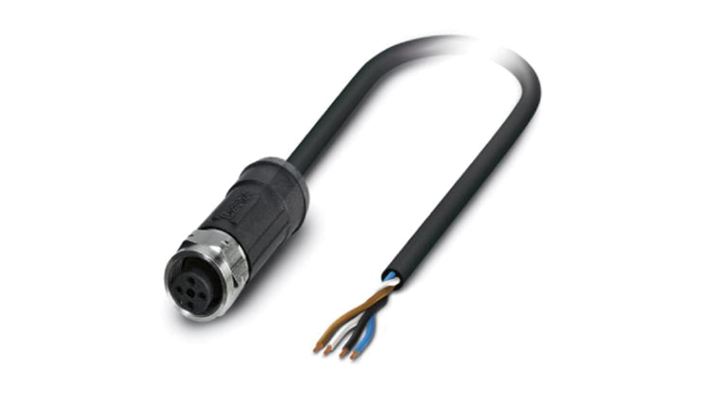 Phoenix Contact Female 4 way M12 to Sensor Actuator Cable, 10m