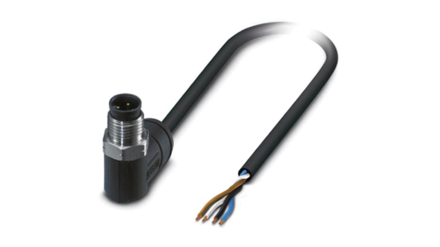 Phoenix Contact Right Angle Male 4 way M12 to Sensor Actuator Cable, 10m