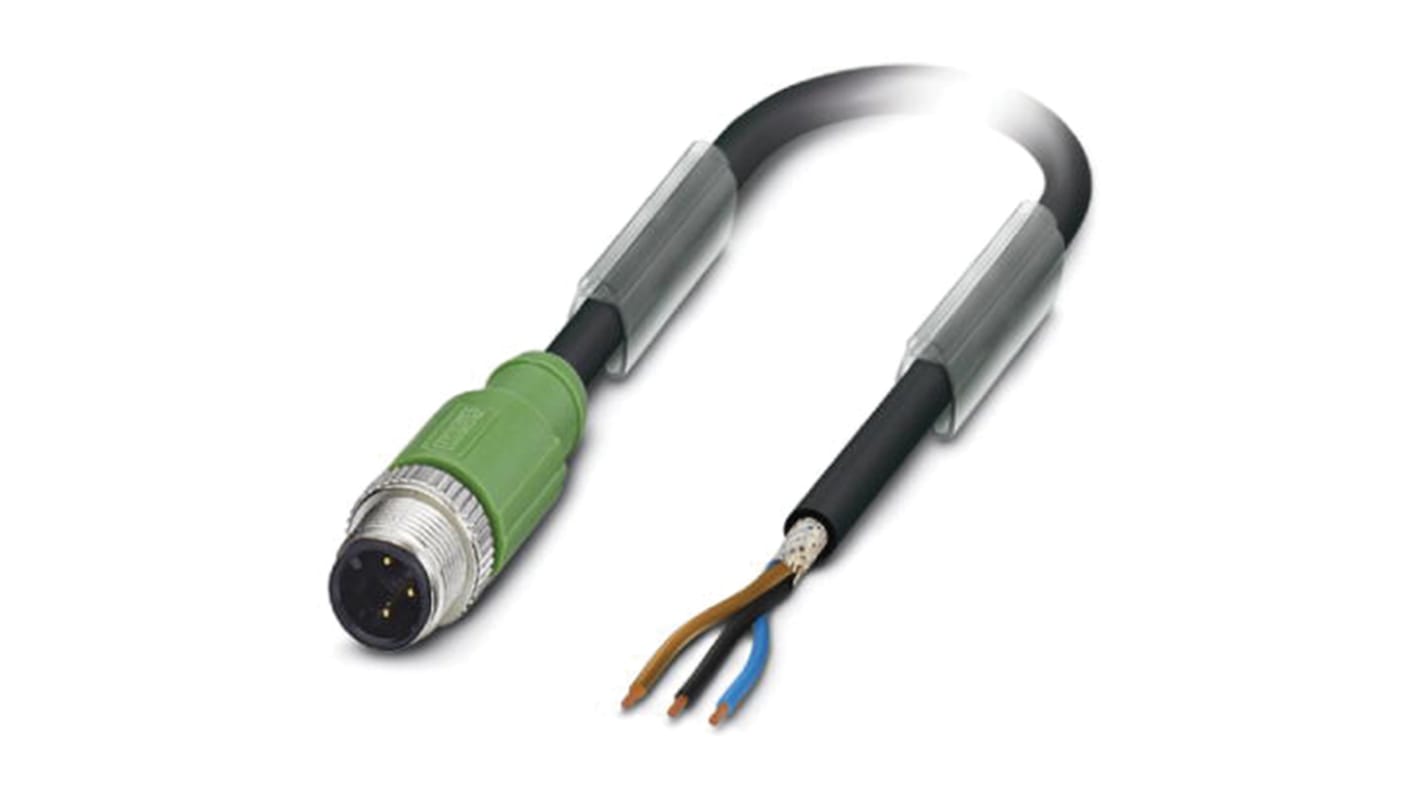 Phoenix Contact Male 3 way M12 to Sensor Actuator Cable, 10m