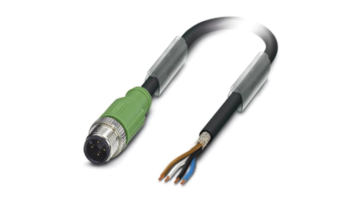 Cable de conexión Phoenix Contact, con. A M12 Macho, 4 polos, cod.: A, long. 10m, 250 V, 4 A, IP65, IP67