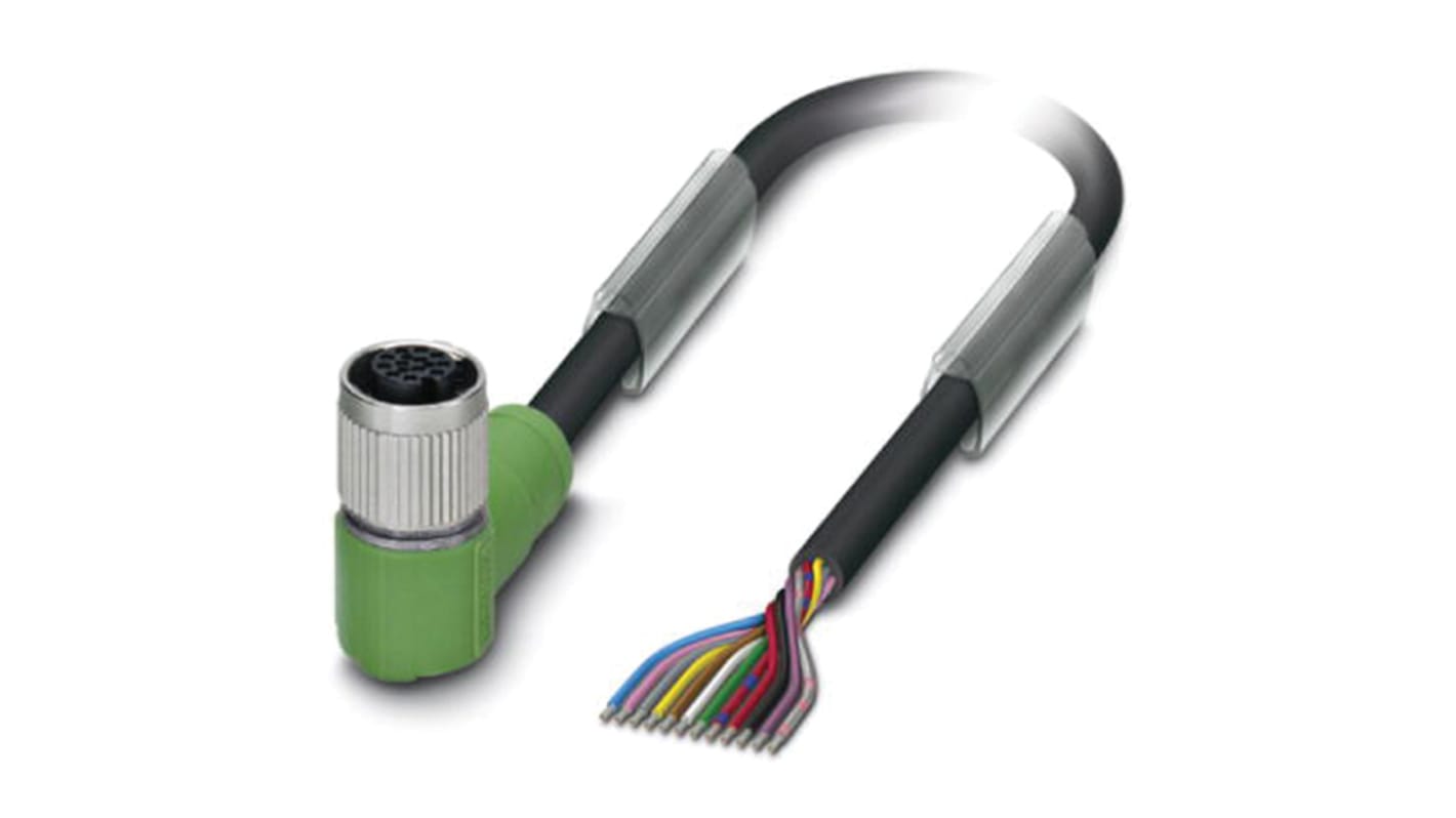 Cable de conexión Phoenix Contact, con. A M12 Hembra, 12 polos, cod.: A, long. 10m, 30 V, 1,5 A, IP65, IP67, IP68