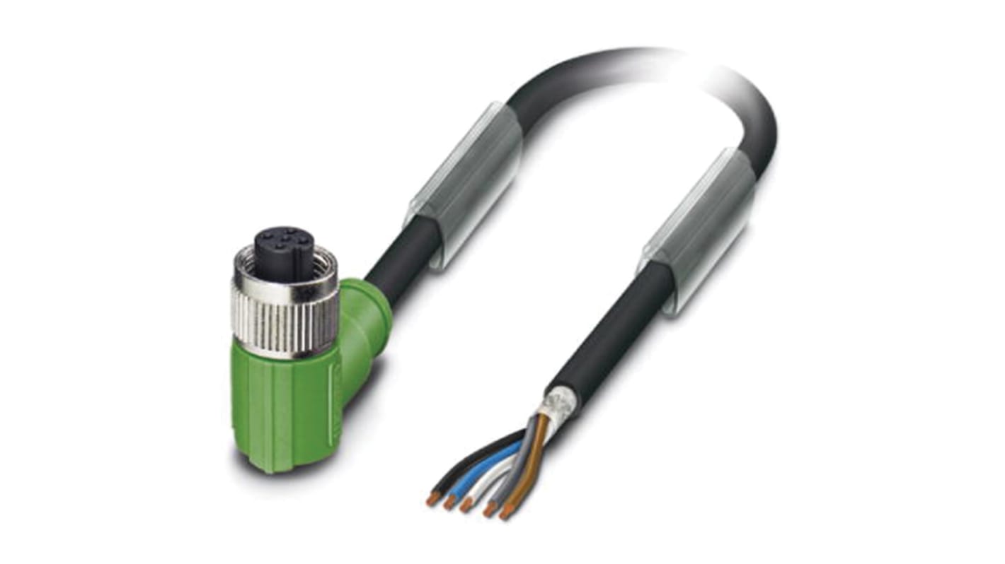 Cable de conexión Phoenix Contact, con. A M12 Hembra, 5 polos, con. B Sin terminación, cod.: A, long. 10m, 60 V, 4 A,