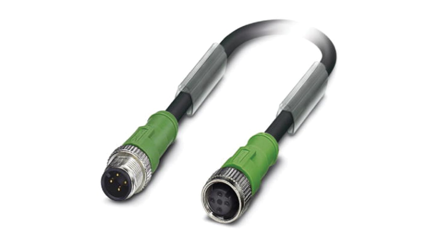 Cable de conexión Phoenix Contact, con. A M12 Macho, 4 polos, con. B M12 Hembra, 4 polos, cod.: A, long. 10m, 250 V, 4