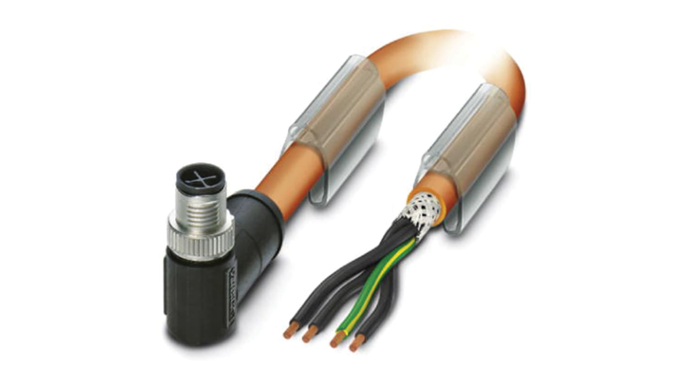 Cable de conexión Phoenix Contact, con. A M12 Macho, 4 polos, con. B Sin terminación, cod.: S, long. 5m, 630 V, 12 A,