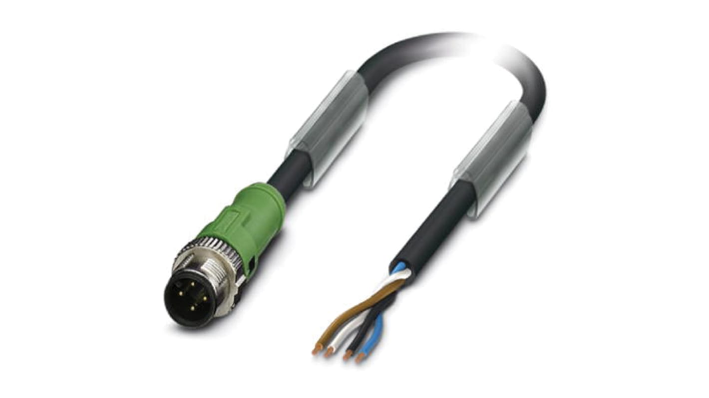 Cable de conexión Phoenix Contact, con. A M12, 4 polos, cod.: A, long. 15m, 250 V, 4 A, IP65, IP67