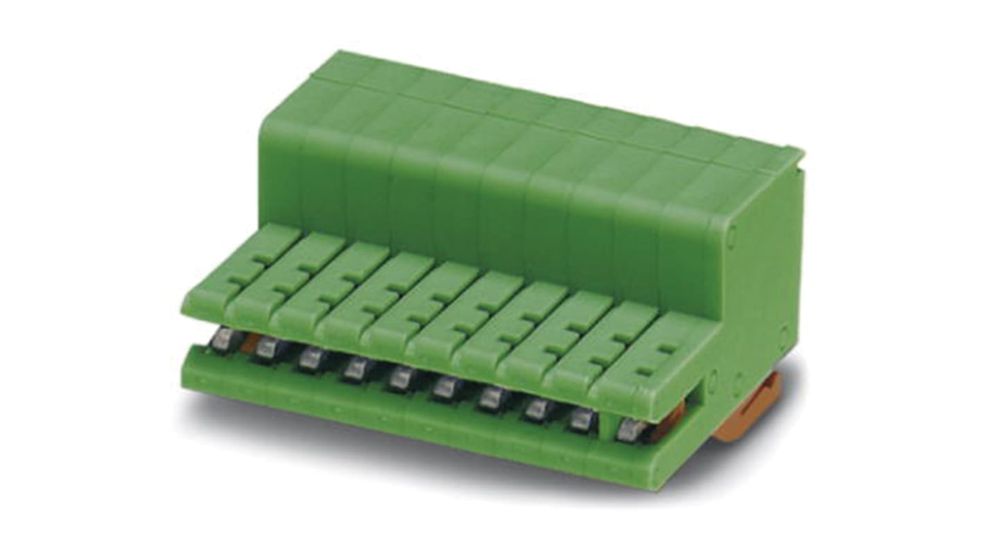 Phoenix Contact ZEC 1.0/ 5-ST-3.5 C1 R1.5 Series PCB Terminal Block, 5-Contact, 3.5mm Pitch, Spring Cage Termination