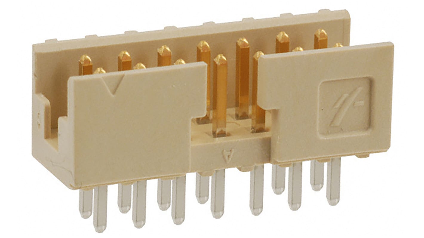 Amphenol ICC Minitek Series Straight Through Hole PCB Header, 14 Contact(s), 2.0mm Pitch, 2 Row(s), Shrouded