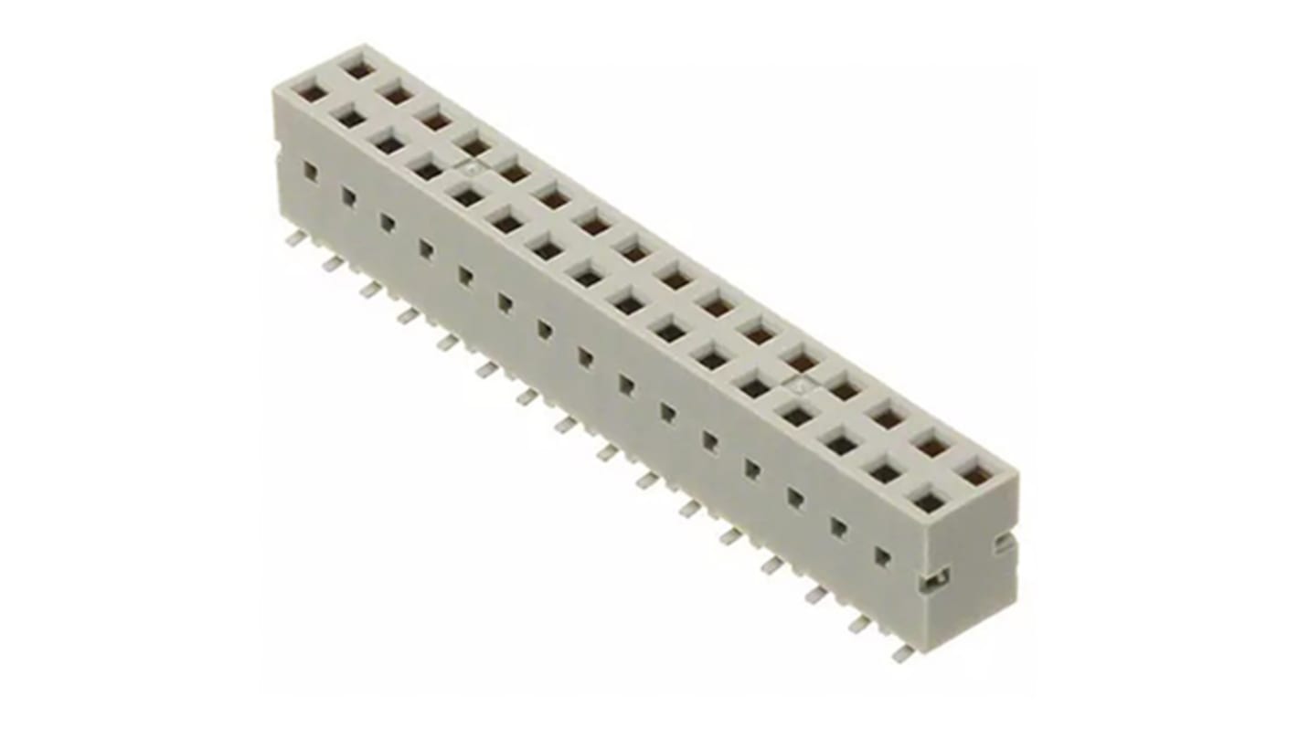 Amphenol ICC Female Edge Connector, Surface Mount, 22-Contacts, 2.54mm Pitch, 2-Row, Solder Termination