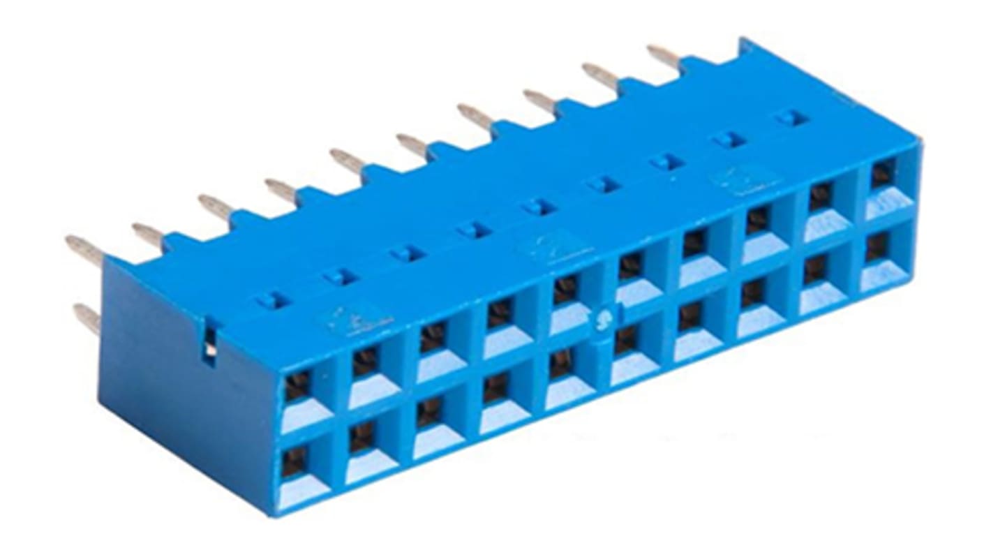 Amphenol FCI Straight Through Hole Mount PCB Socket, 28-Contact, 2-Row, 2.54mm Pitch, Solder Termination