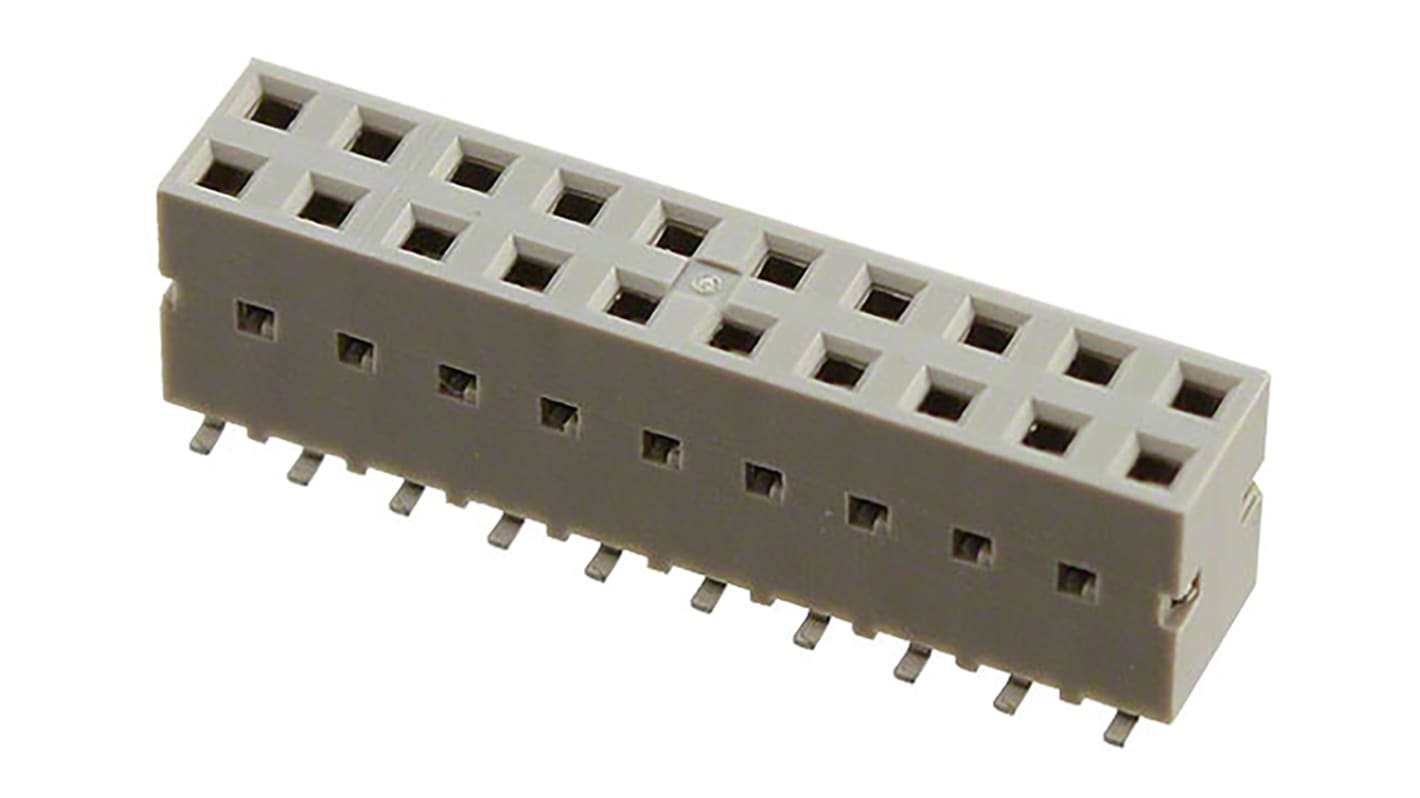 Amphenol ICC Straight Surface Mount PCB Socket, 20-Contact, 2-Row, 2.54mm Pitch, Solder Termination