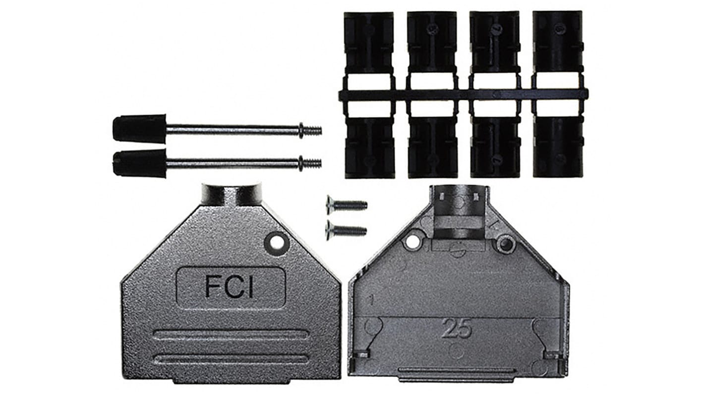 Carcasa de conector D Sub Série8655MH, Recto, 25 contactos Zinc Presofundido, Plateado, B, Níquel