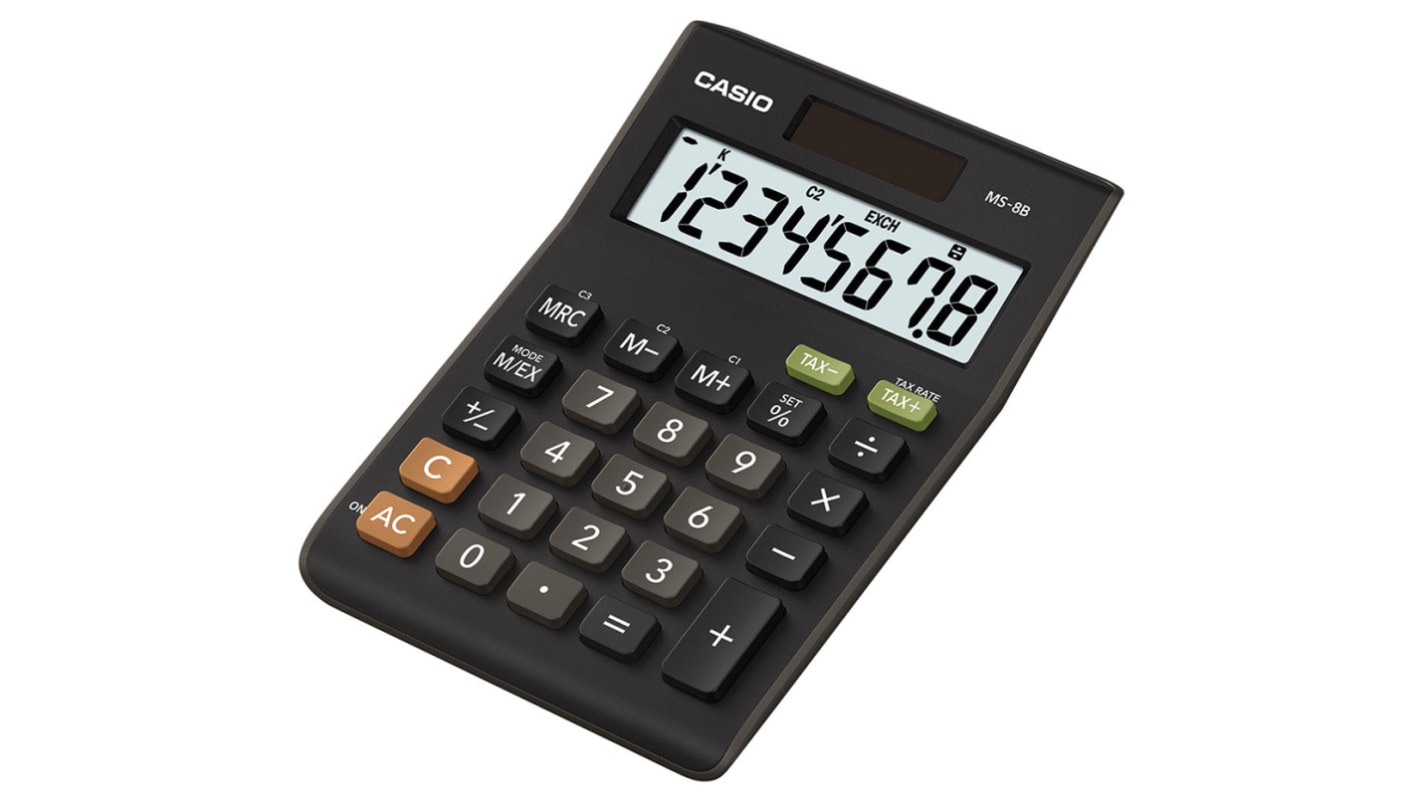 MS8B Casio Battery & Solar Powered Desktop Calculator RS