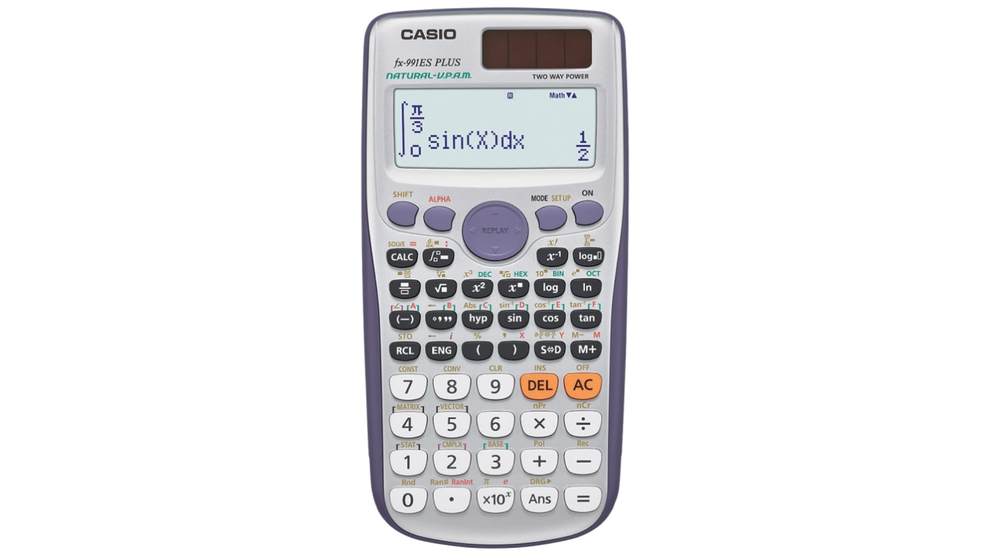 Casio Taschenrechner, Wissenschaftlicher Rechner, 15 Zeichen/Stelle pro Linie, Batterie- und Solar-Betrieb, 2