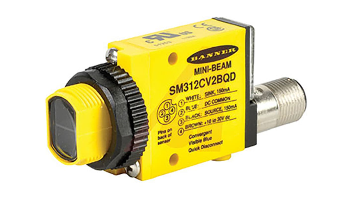 SM312CV2MHSQD Banner Convergent Photoelectric Sensor, Block Sensor, 43 mm Detection Range RS