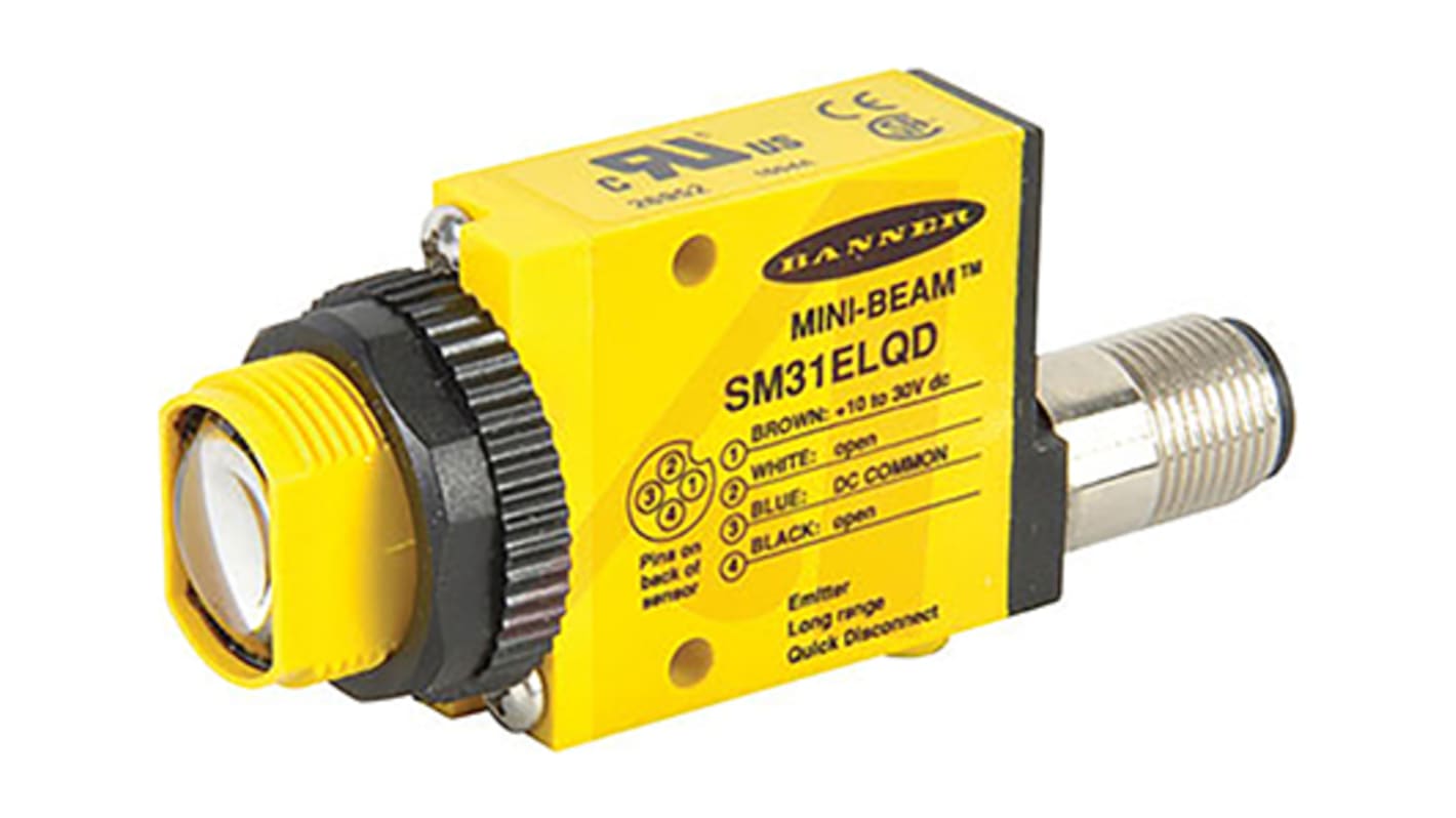 SM31ELQD Banner Through Beam Photoelectric Sensor, Block Sensor, 30 m