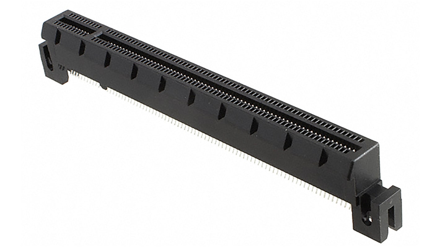 Amphenol ICC Female Edge Connector, Straddle Mount, 164-Contacts, 1mm Pitch, 2-Row, Solder Termination