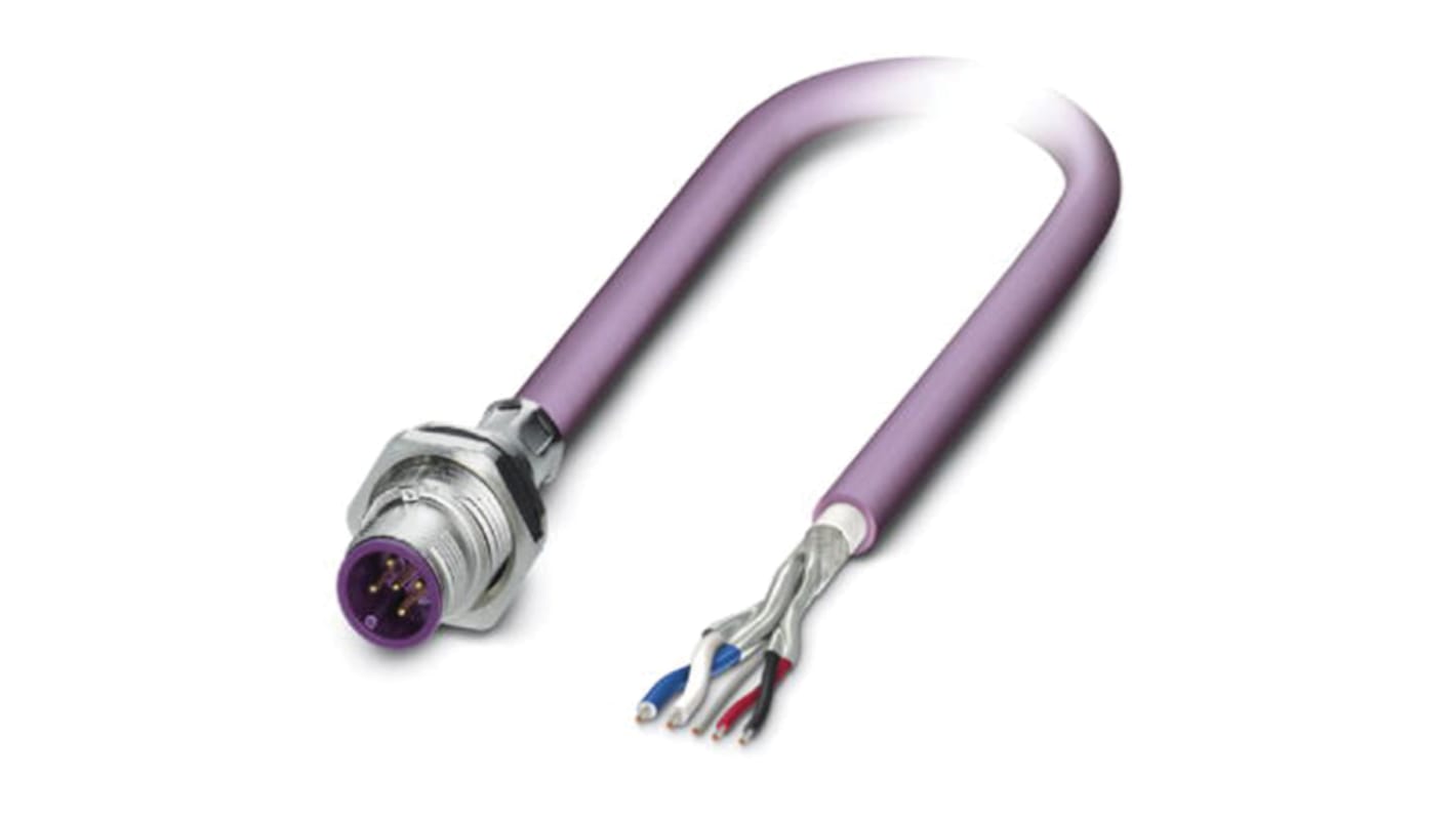 Phoenix Contact Male 5 way M12 to Bus Cable, 1m