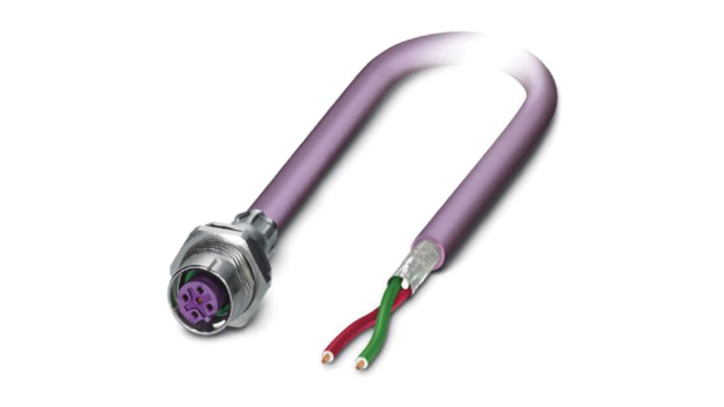 Phoenix Contact Female 2 way M12 to Bus Cable, 2m