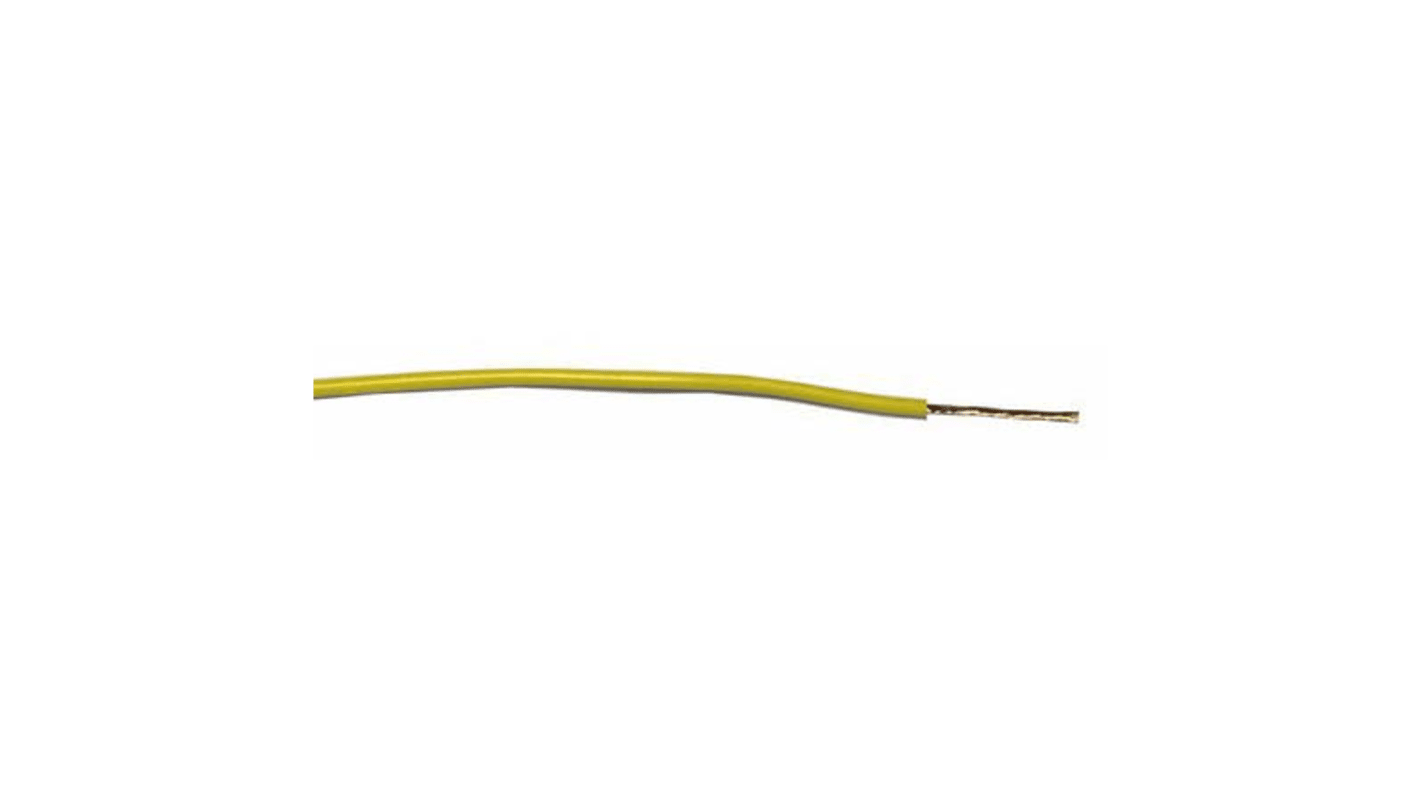 RS PRO Yellow 1 mm² Equipment Wire, 17 AWG, 32/0.2 mm, 500m, PVC Insulation