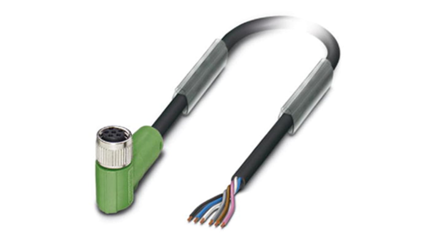 Cable de conexión Phoenix Contact, con. A M8 Hembra, 6 polos, con. B Sin terminación, 6 polos, long. 1.5m, 30 V, 1,5