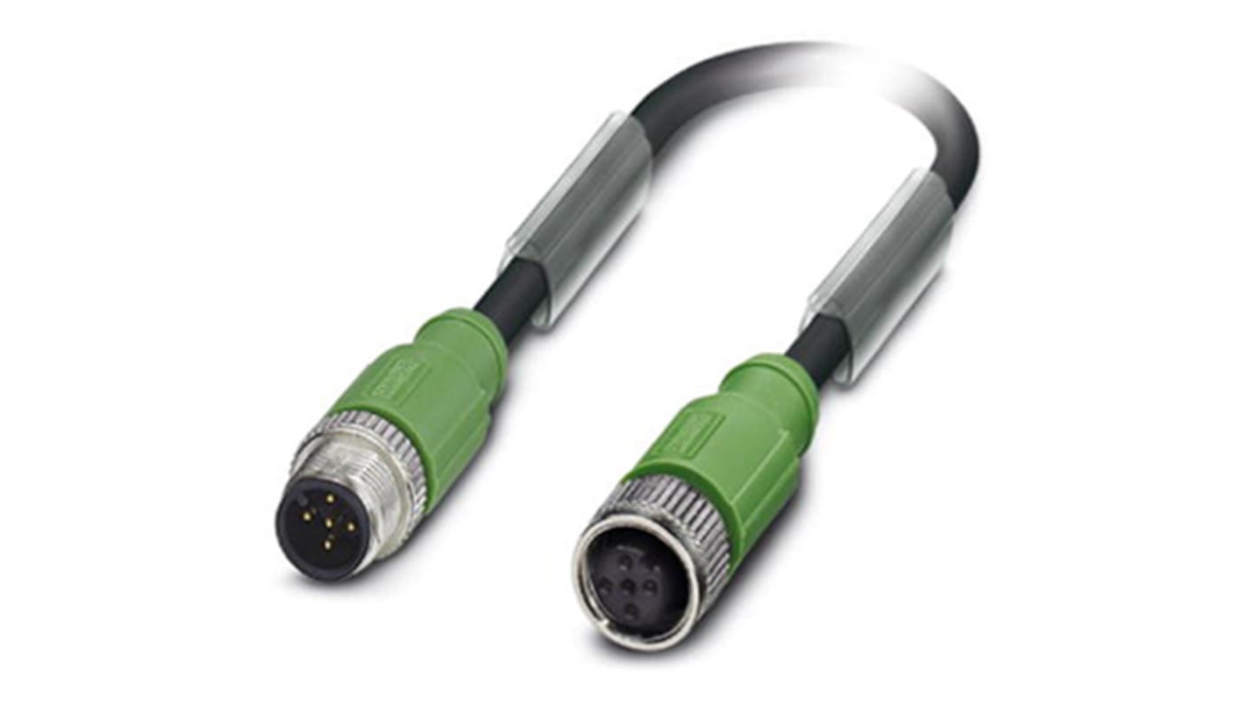 Cable de conexión Phoenix Contact, con. A M12 Macho, 5 polos, con. B M12 Hembra, 5 polos, cod.: A, long. 600mm, 60 V,